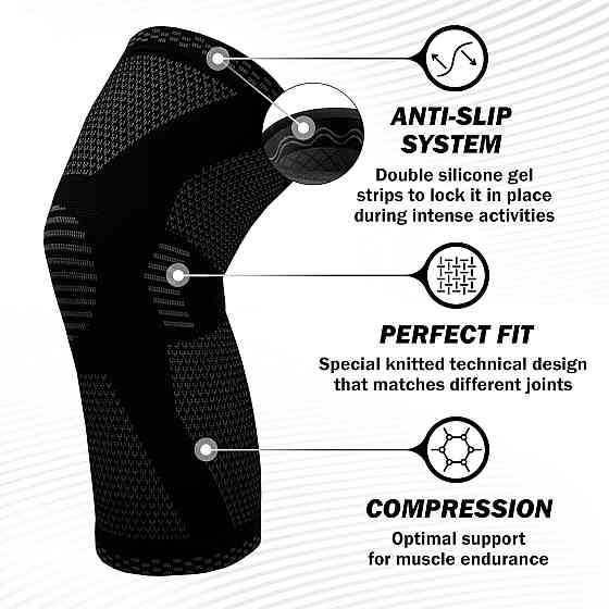 Компресійний наколінник PowerLix Knee Brace(Розмір M) — Професійна підтримка коліна Луцьк