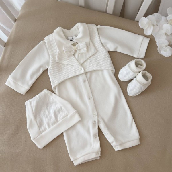 Костюм для хрещення "Елеганс" довгий рукав хлопчик інтерлок зріст 56 см (0 – 1 місяць) Betis Молочний Кривий Ріг - фото 2