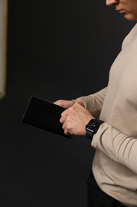 Мужской портмоне из натуральной гладкой кожи SR006 (Черный) Сумы - изображение 4