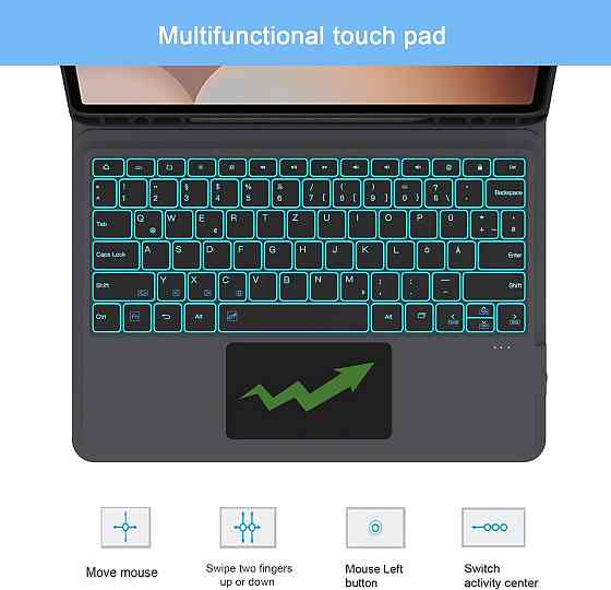 Клавіатура чохол Galaxy Tab S10+/S9+/S9 FE+ 12.4 чорний RGB підсвітка QWERTZ трекпад Bluetooth з тримачем для S Pen захисний кейс Київ