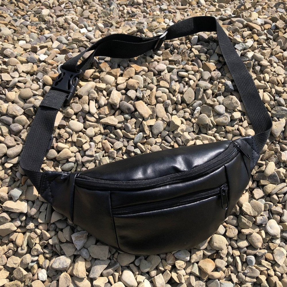 Чоловіча бананка з ремінцем на плече, Бананка чоловіча м'яка Сумка чорна ZF-66 Івано-Франківськ - фото 4