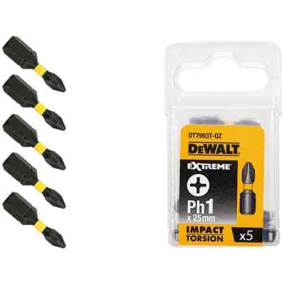 Набор бит DeWALT IMPACT TORSION, ударных, Philips, Ph1, L=25 мм, 5 шт (DT7993T) Винница