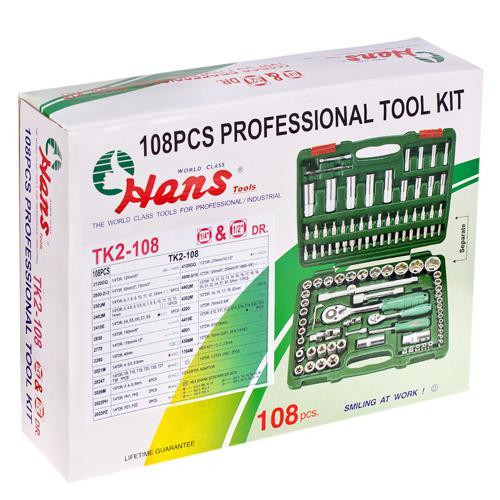 Набір торц. головок 1/4"DR4-14мм та 1/2"DR10-32 мм,108 предм(12 г) HANS Одеса - фото 8