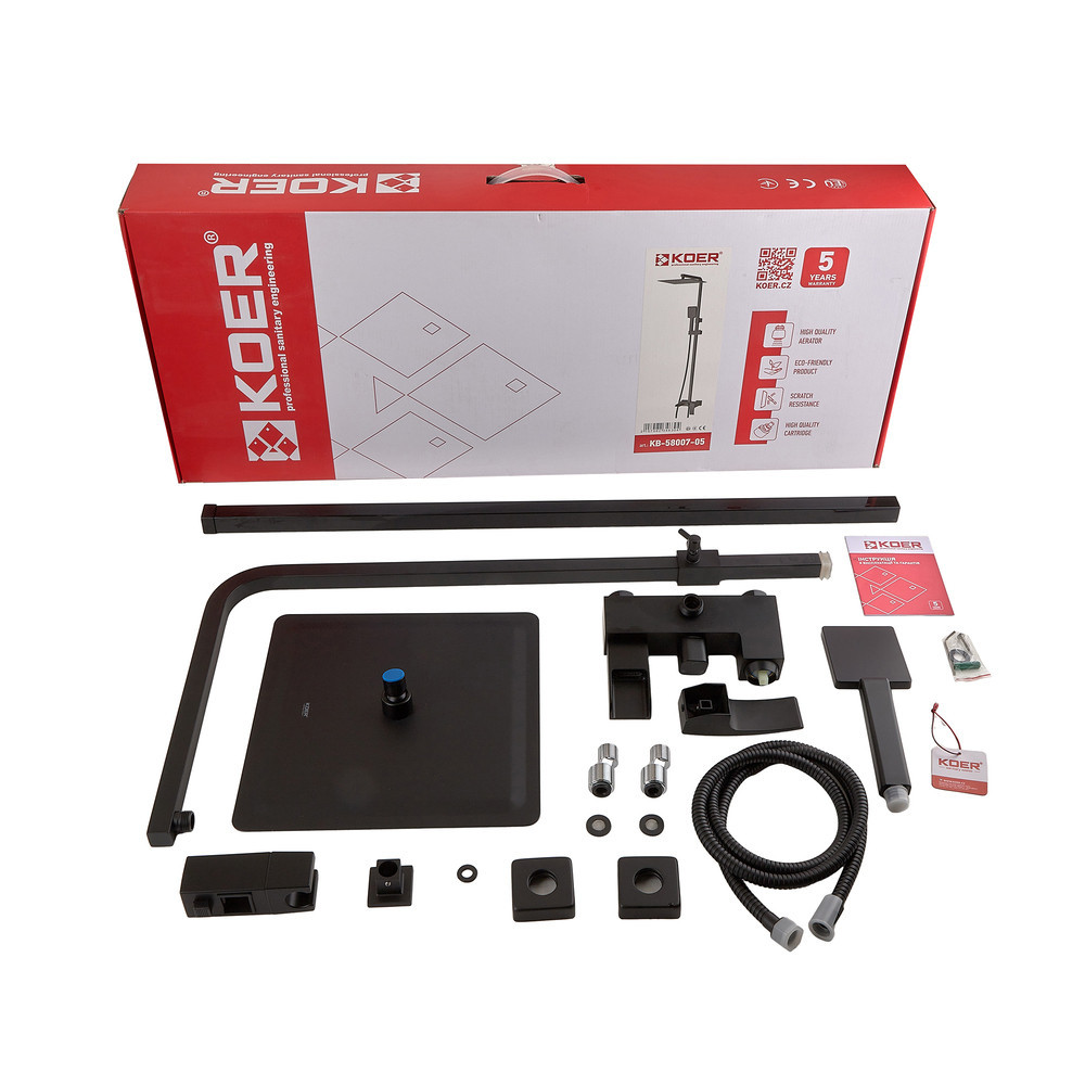 Душова колонна з водоспадним змішувачем Koer KB-58007-05, чорний колір (KR3463) Харків - фото 10