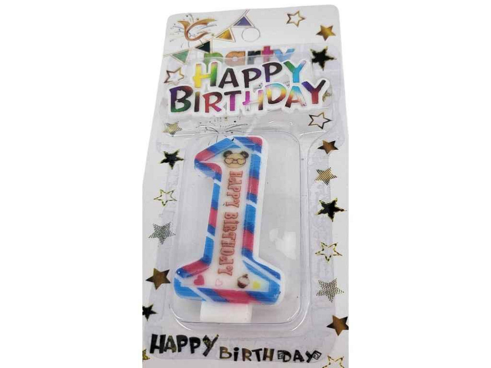 Свічка-цифра 1 Happy Birthday з топером арт.076 ТМ PRC Київ - фото 1