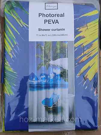 Штора в ванную силиконовая пальмы шторка для ванной 180 х 180 см Харьков