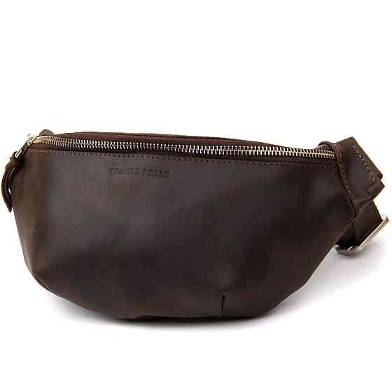 Бананка в винтажной коже Коричневая (GRANDE PELLE) Киев