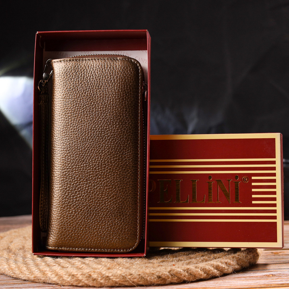 Неповторимый кошелек с отливом для женщин из натуральной кожи флотар CANPELLINI 21614 Коричневый Киев - изображение 10