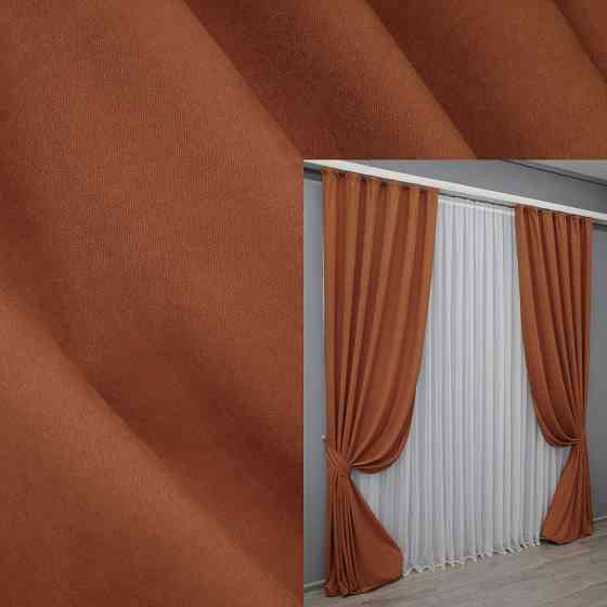 Комплект готових штор VR-Textil Мікровелюр Petek № 1510ш Теракотовий 150х290 см 2 шт (33-086) Київ