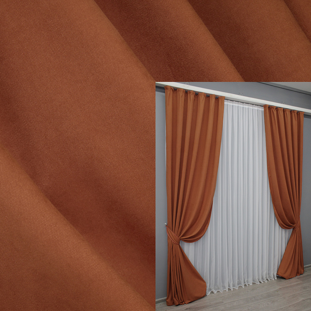 Комплект готових штор VR-Textil Мікровелюр Petek № 1510ш Теракотовий 150х290 см 2 шт (33-086) Київ - фото 1