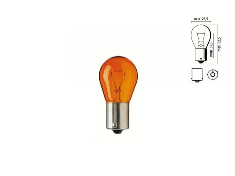 Указанием лампа накаливания HeadLight PY21W 12V BAU15S AMBER (поворот/габарит) Харьков - изображение 2