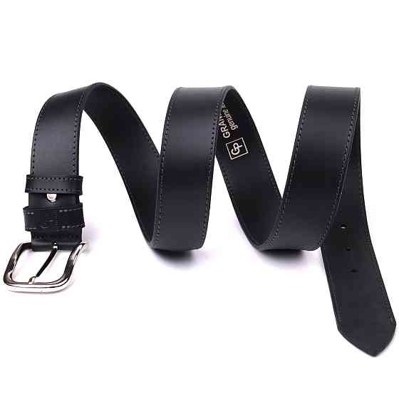 Чоловічий ремінь під джинси з класичною пряжкою з натуральної шкіри GRANDE PELLE 20803 Чорний Київ