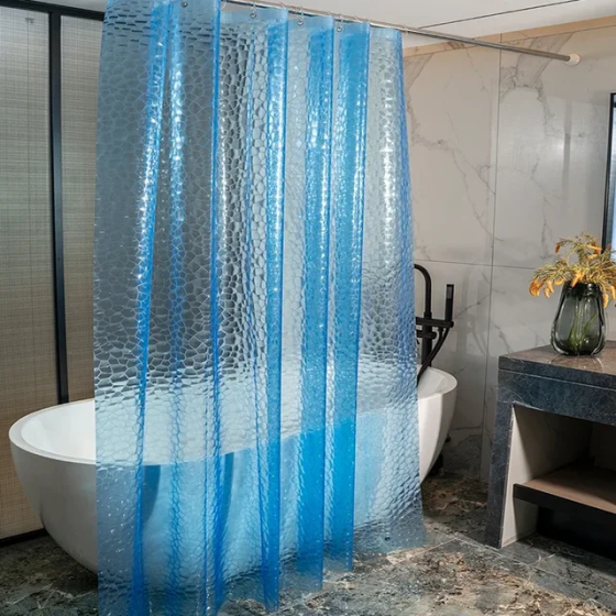 Шторка для душу та ванної кімнати з 3 магнітами-обважнювачами, колір прозоро-блакитний Кам'янець-Подільський