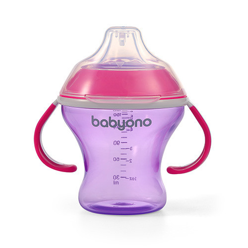 Поїлка непроливайка для дітей з м'яким носиком 3+ місяців 180 мл BabyOno Рожевий Кривий Ріг - фото 1