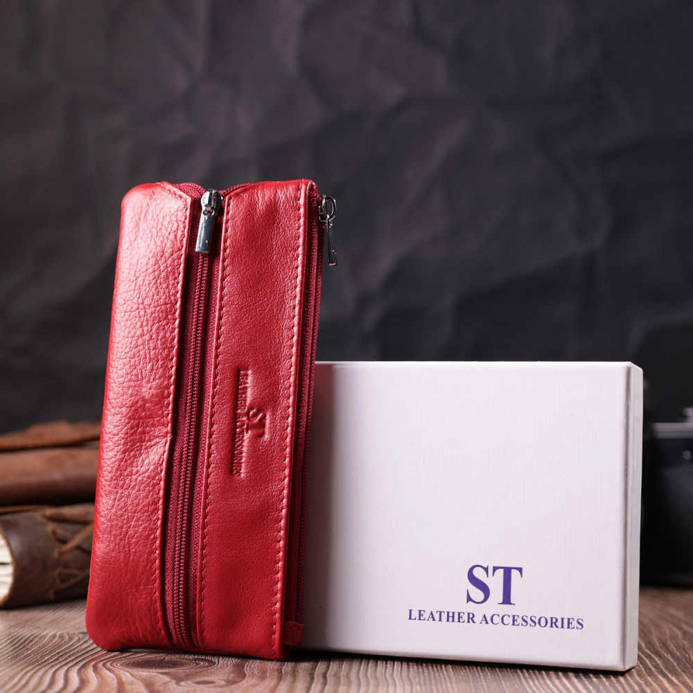 Шкіряна ключниця на блискавці, червона (ST Leather) Київ - фото 18