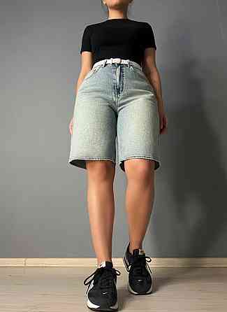 Шорты женские джинсовые Liana 4-021 бермуды с ремнем голубые, голубой, 26, 26, 69 см, 100 см Киев