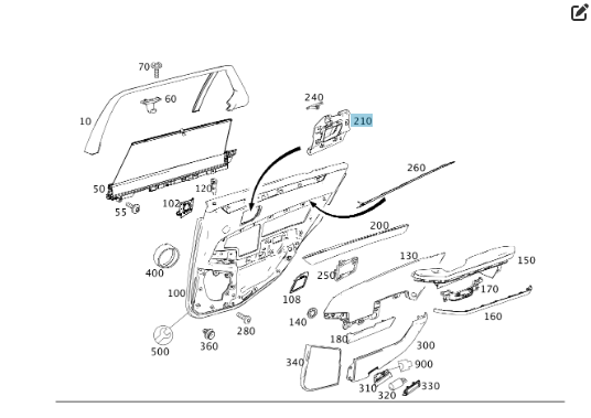 Mercedes-Benz  A2127600461 9051 Внутрішня ручка чорна відкриття задніх правих дверей E-class W212 E-class S212 Одеса - фото 2