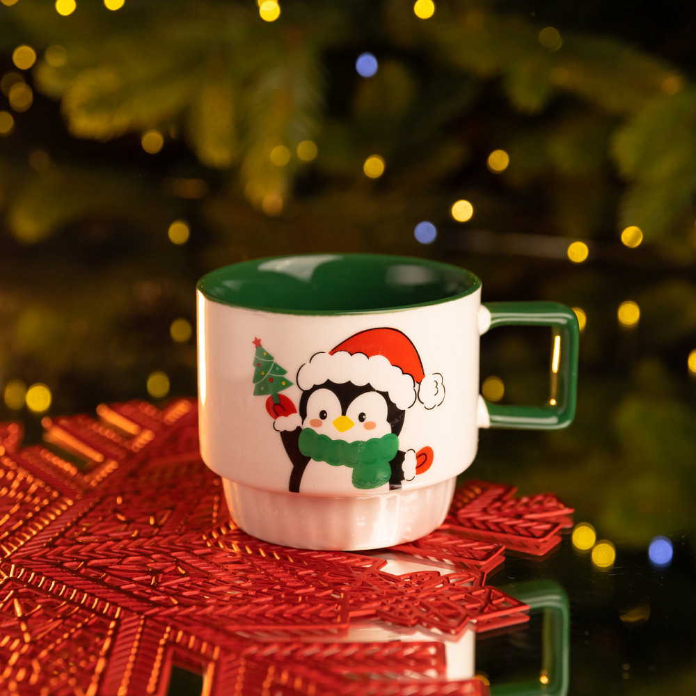 Новогодний фарфоровый пингвин с зеленым акцентом Киев - изображение 1