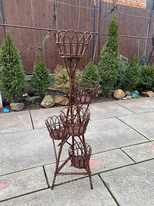 Коричнева плетена підставка для квітів, вазонів. Київ - фото 3