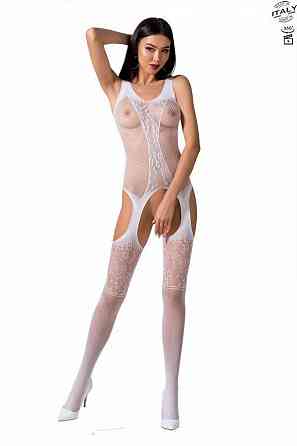 Бодістокінг з імітацією панчох і ажурною вставкою Passion BS072 white Sex Aura Київ