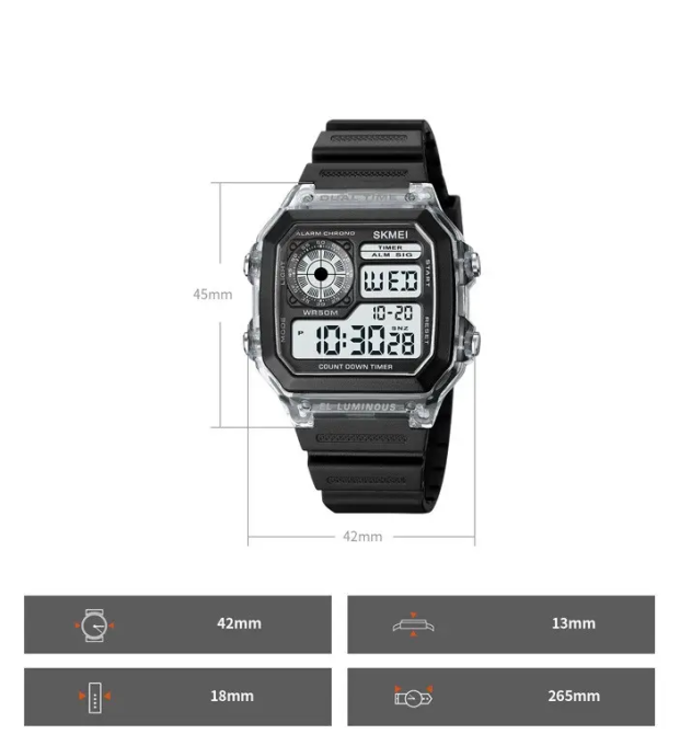 Мужские наручные спортивные часы Skmei 1998 (Черный с белым) Винница - изображение 9