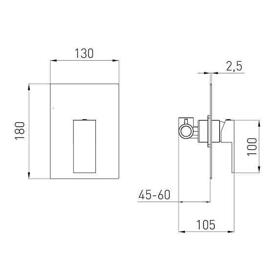 Змішувач прихованого монтажу VOLLE PARDO cromo для душу хром Київ