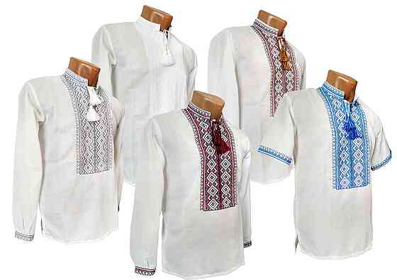 Чоловіча сорочка-вишиванка коричневий  орнамент Київ