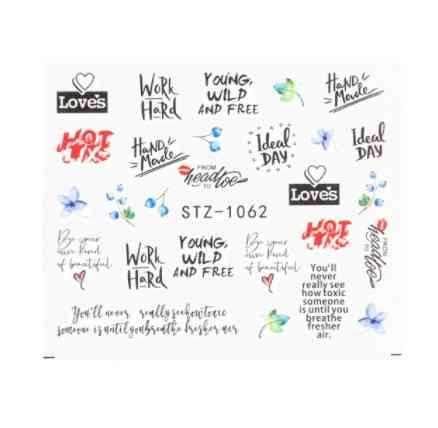 Наклейки на ногти надписи разные - размер стикера 6*5см, инструкция по применению есть в описании товара Киев