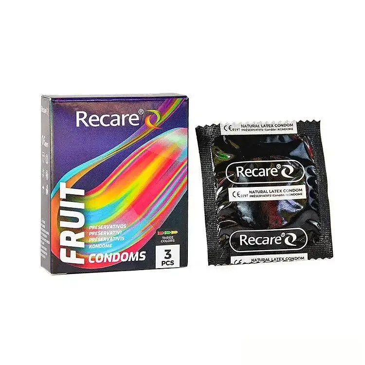 Презервативи Holographic Recare Fruit Flavour Condoms 3 шт, аромати: м'ята, банан, полуниця Львов - изображение 1