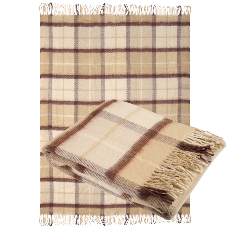 Плед напіввовняний 140×200 молочний диз. 17 полуторний Київ - фото 1