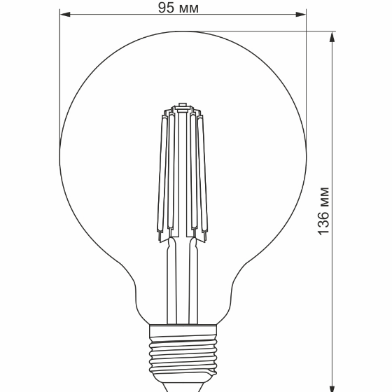 Лампа G95 7W E27 2200К 220V Filament AD LED Videx Житомир