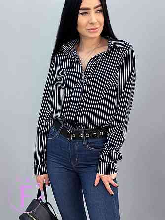 Сорочка з довгими рукавами у смужку "Sail" оптом | Норма | Розпродаж моделі Темно-синій, 42-44, вузька смужка Київ