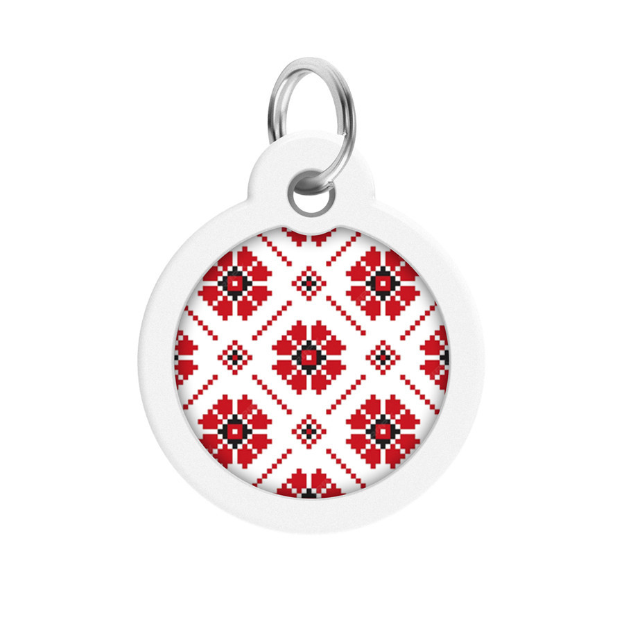 Адресник для собак і котів металевий WAUDOG Smart ID з QR-паспортом, малюнок "Вишиванка", круг, Д 30 мм Вінниця - фото 5