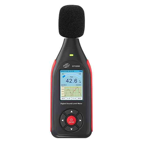 Вимірювач рівня шуму (шумомер) цв дисплей, фільтр А/С, USB BENETECH GT1355B Київ