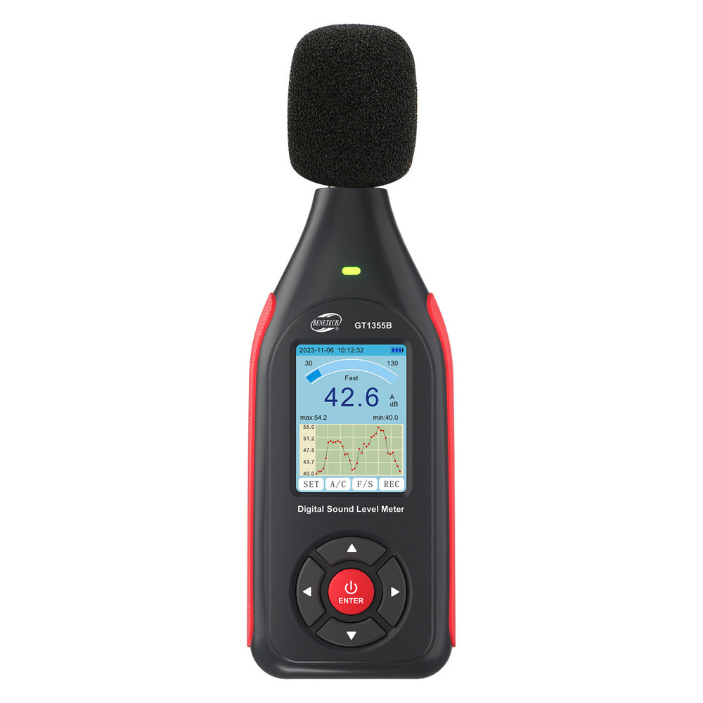 Вимірювач рівня шуму (шумомер) цв дисплей, фільтр А/С, USB BENETECH GT1355B Київ - фото 1