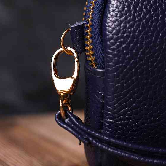 Компактний жіночий клатч на два відділення з натуральної шкіри Синій (Vintage) Київ