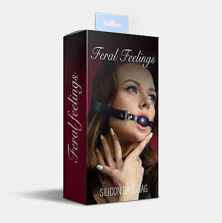 Кляп силіконовий Feral Feelings Silicon Ball Gag Black/Black, чорний ремінець, чорна кулька Sex Aura Київ