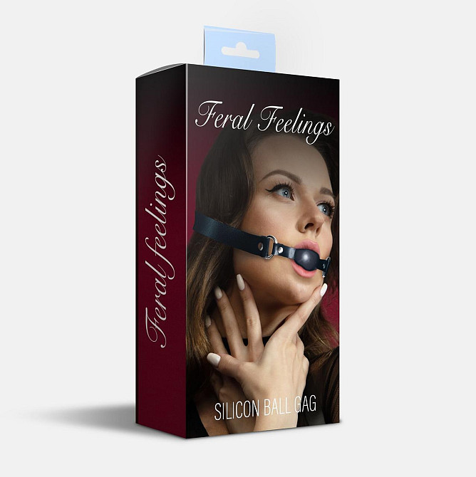 Кляп силіконовий Feral Feelings Silicon Ball Gag Black/Black, чорний ремінець, чорна кулька Sex Aura Київ - фото 2