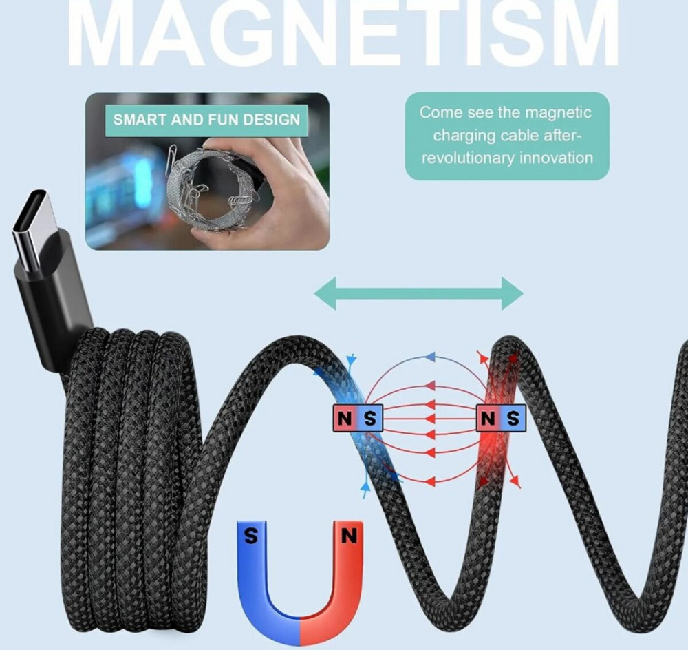 Кабель NN SN3 Magnetic Usb lightning 1m 100W black (NNSN3) Киев - изображение 3