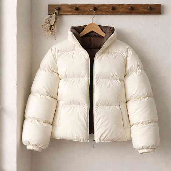 Куртка женская Fashion 3095 короткая пуффер воротник стойка молочная, молочний, M Киев