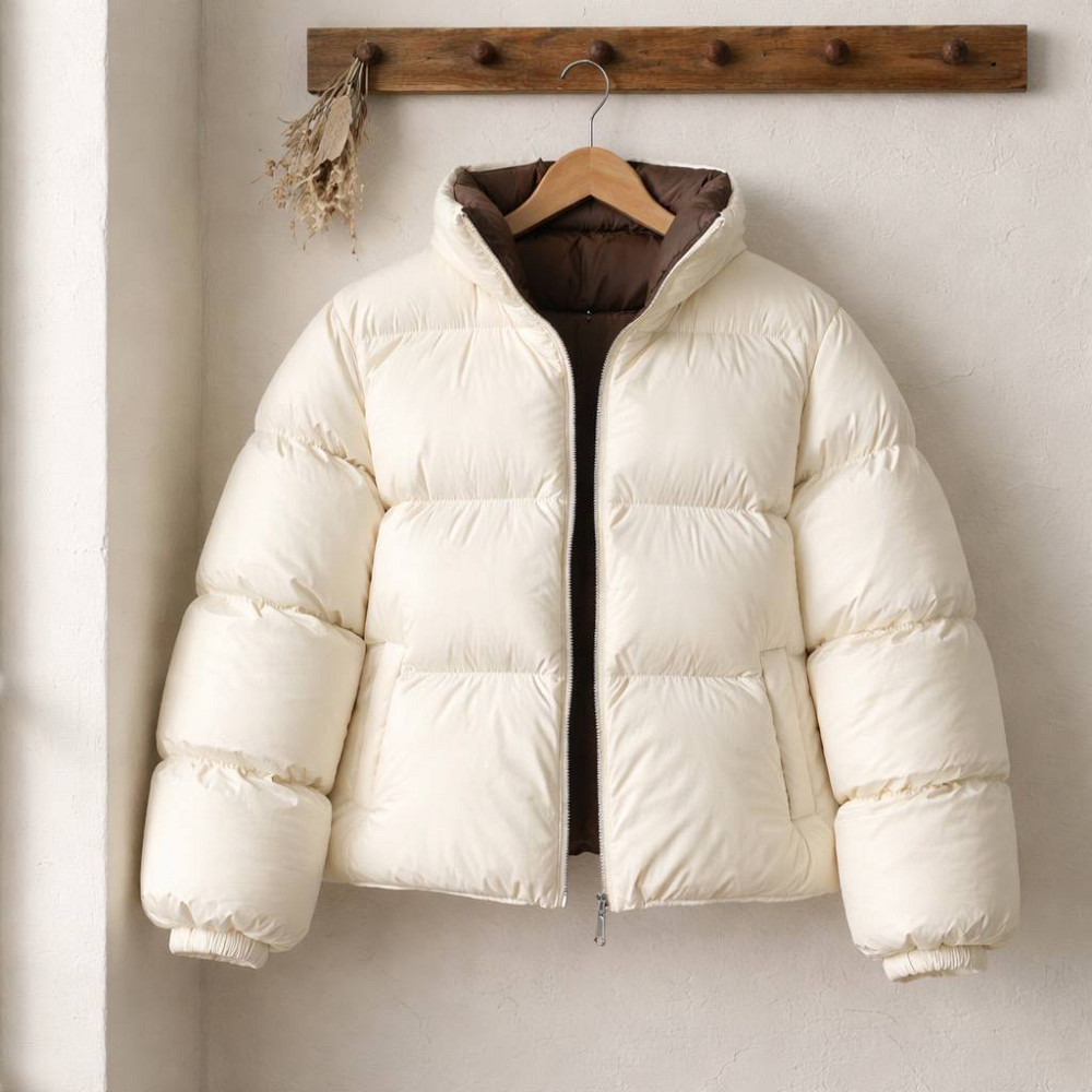 Куртка женская Fashion 3095 короткая пуффер воротник стойка молочная, молочний, M Киев - изображение 2