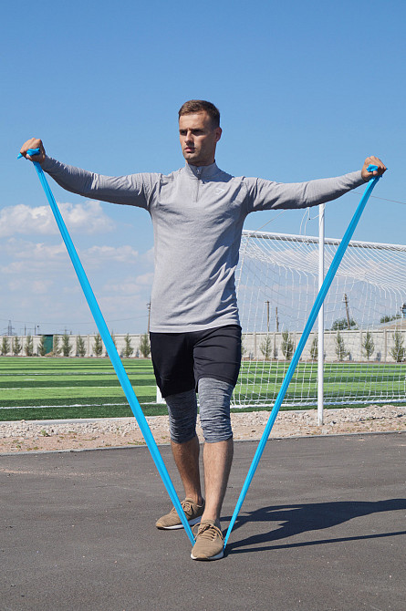 Стрічка-еспандер для фітнесу та реабілітації PowerPlay 4112 0.4мм MediBand Light Синя (6.8 кг) Луцк - изображение 7