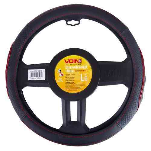 Чохол на кермо VLOD-L282 чорний-червоний, перфорована шкіра, розмір L Харків