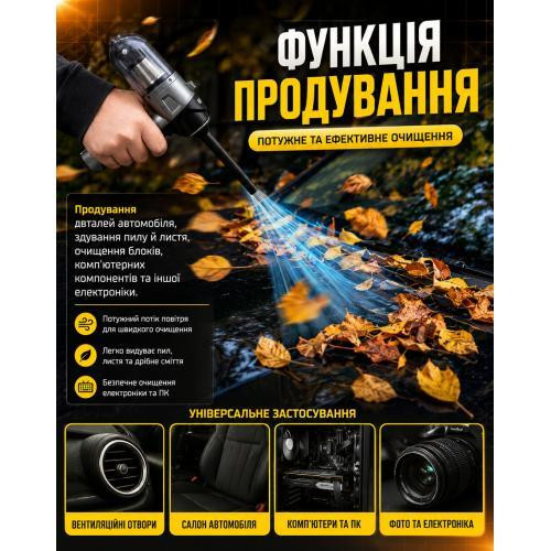 Акумуляторний пилосос VOIN V-88CL 90W, 7.4V, 2 режими, волога та суха очистка, з сумкою Харків - фото 9