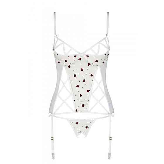 Корсет з підв'язками, стрінги Passion LOVELIA CORSET XXL/XXXL, white Sex Aura Київ