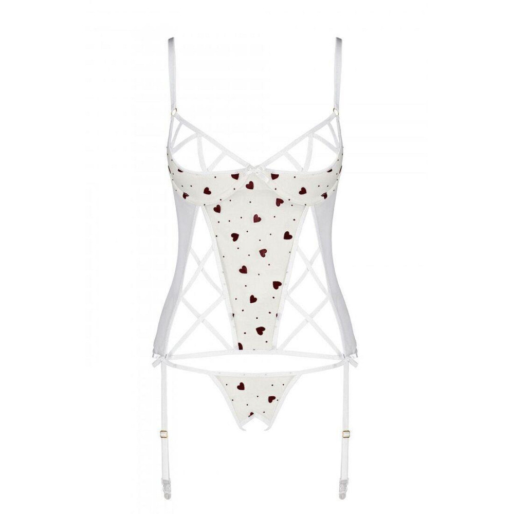 Корсет з підв'язками, стрінги Passion LOVELIA CORSET XXL/XXXL, white Sex Aura Київ - фото 5