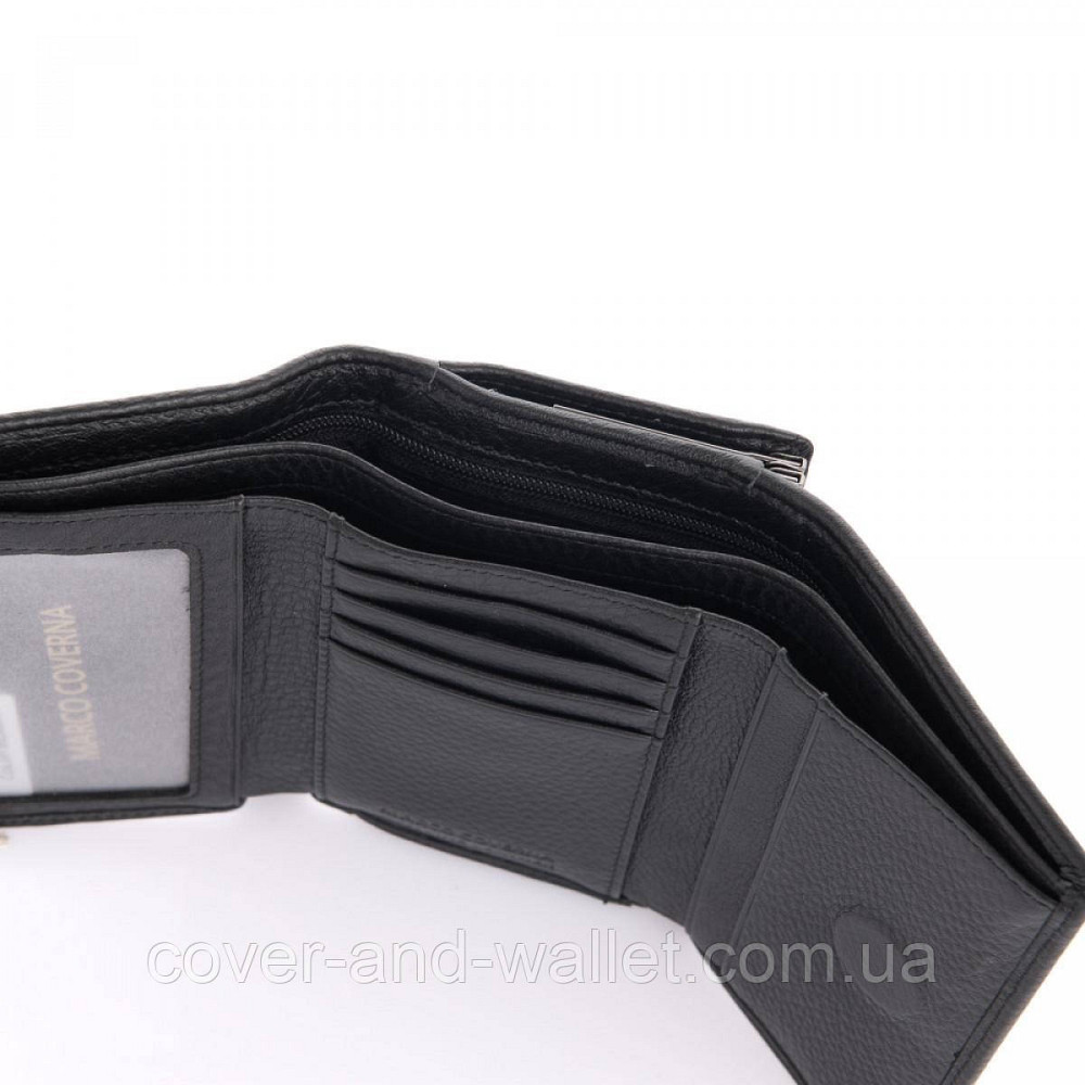 Женский черный кошелек небольшого размера из натуральной кожи с монетницей Marco Coverna W 003 Киев - изображение 6