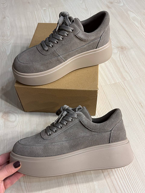 Кеды женские Hengji 536-10 замшевые на платформе с окантовкой бежевые, 37, 24 см Киев - изображение 3