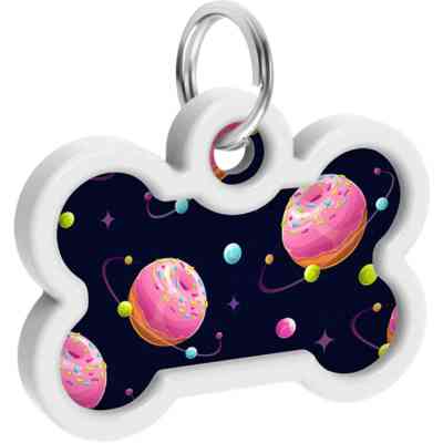 Адресник для животных WAUDOG Smart ID с QR паспортом "Вселенная пончиков", кость 40х28 мм (0640-0218) Винница