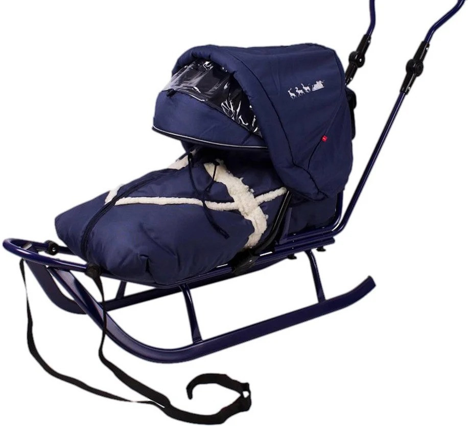 Санки коляска дитячі Adbor Piccolino зі спинкою, ручкою, капюшоном і конвертом для дітей Рожевий Київ - фото 2